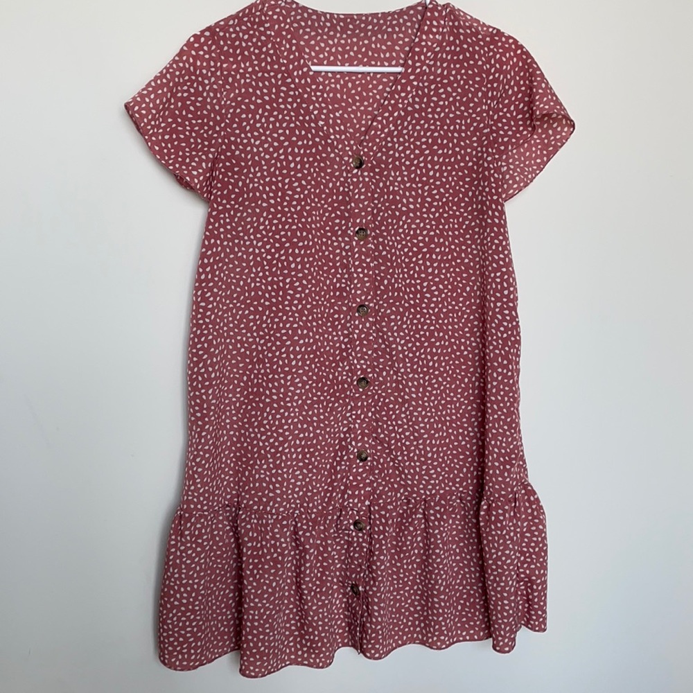 Pink Flowy Summer Dress - Midi